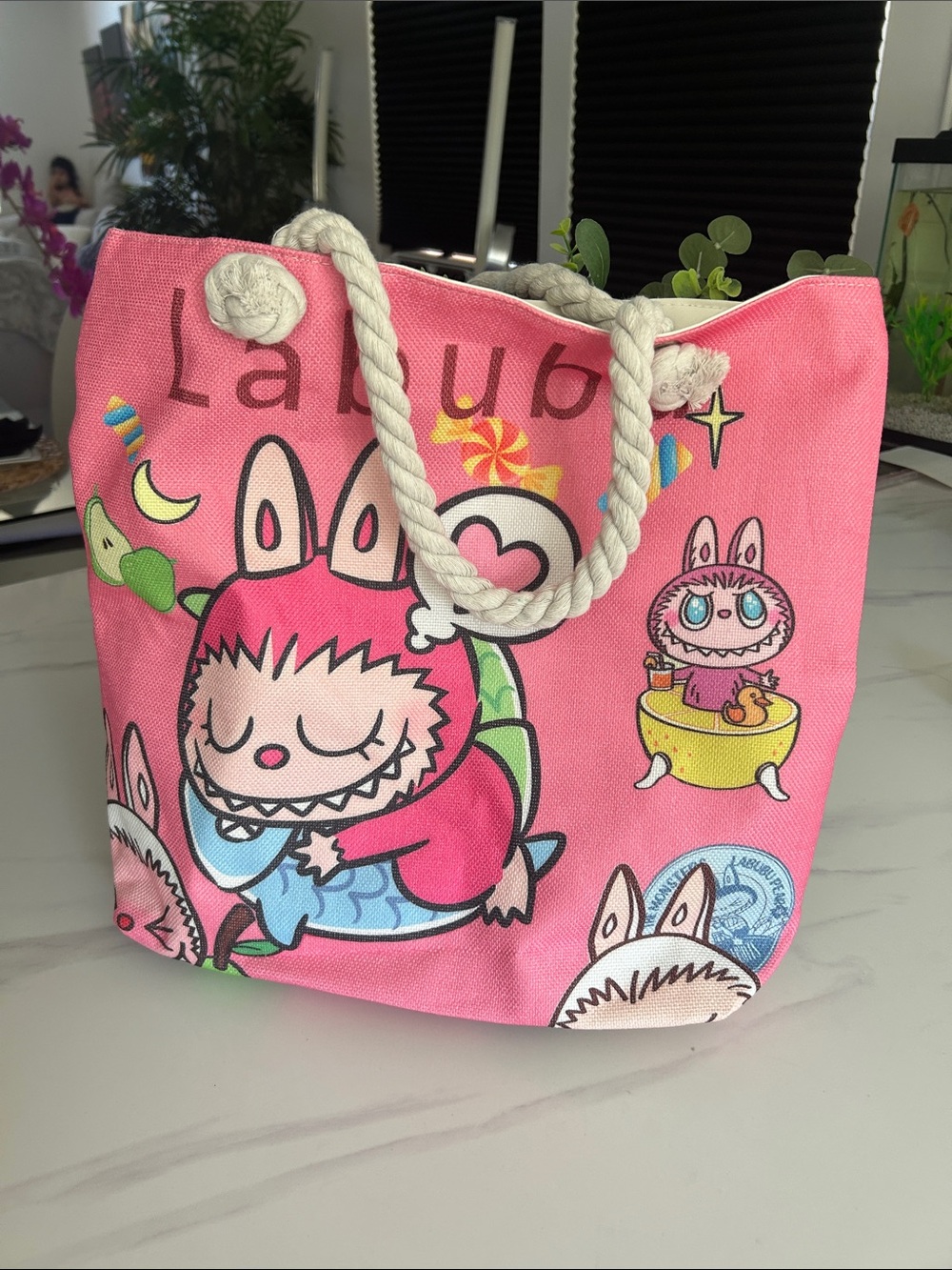 Labubu Pink Character Tote Bag